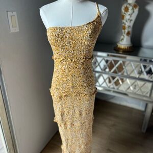 Yellow Textured Women's Dress
